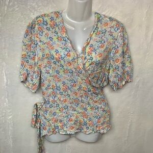 Old Navy Floral Wrap Blouse